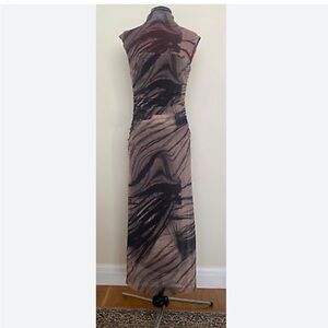 Zara Pink and Gray Sleeveless Sheath Maxi Dress